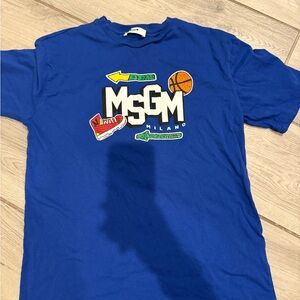 MSGM Royal Blue Tee with Graphic Print